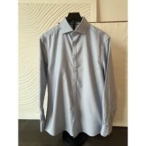 Charles Tyrwhitt Men’s Extra Slim Fit Blue Checkered Dress Shirt Size 16/34